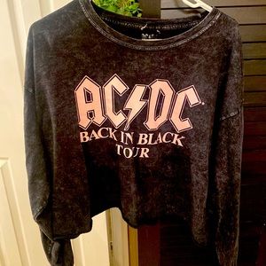 Cropped Mineral Wash AC/DC Shirt